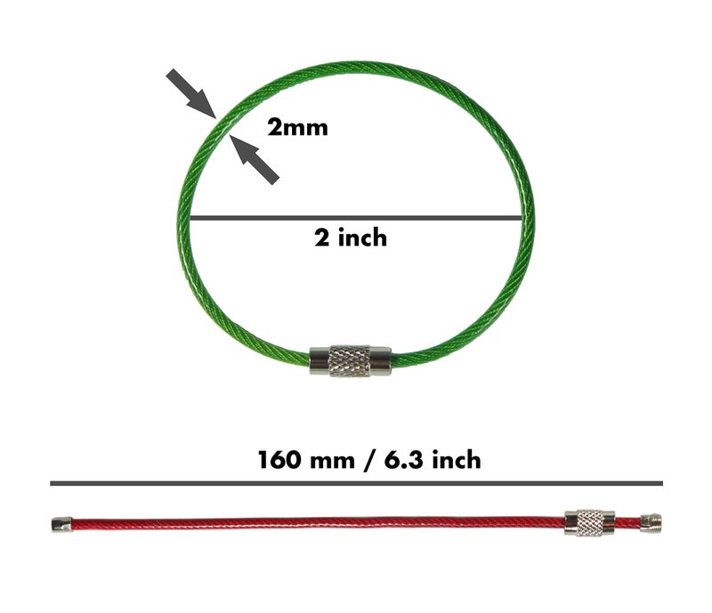 Millennial Essentials 20pack Colored Nylon Coated Stainless Steel Wire Keychains 2mm 6.3 Inches Aircraft Cable Key Ring Loops for Hanging Luggage Tags or ID Tags (Black 20 Pack) - Image 2